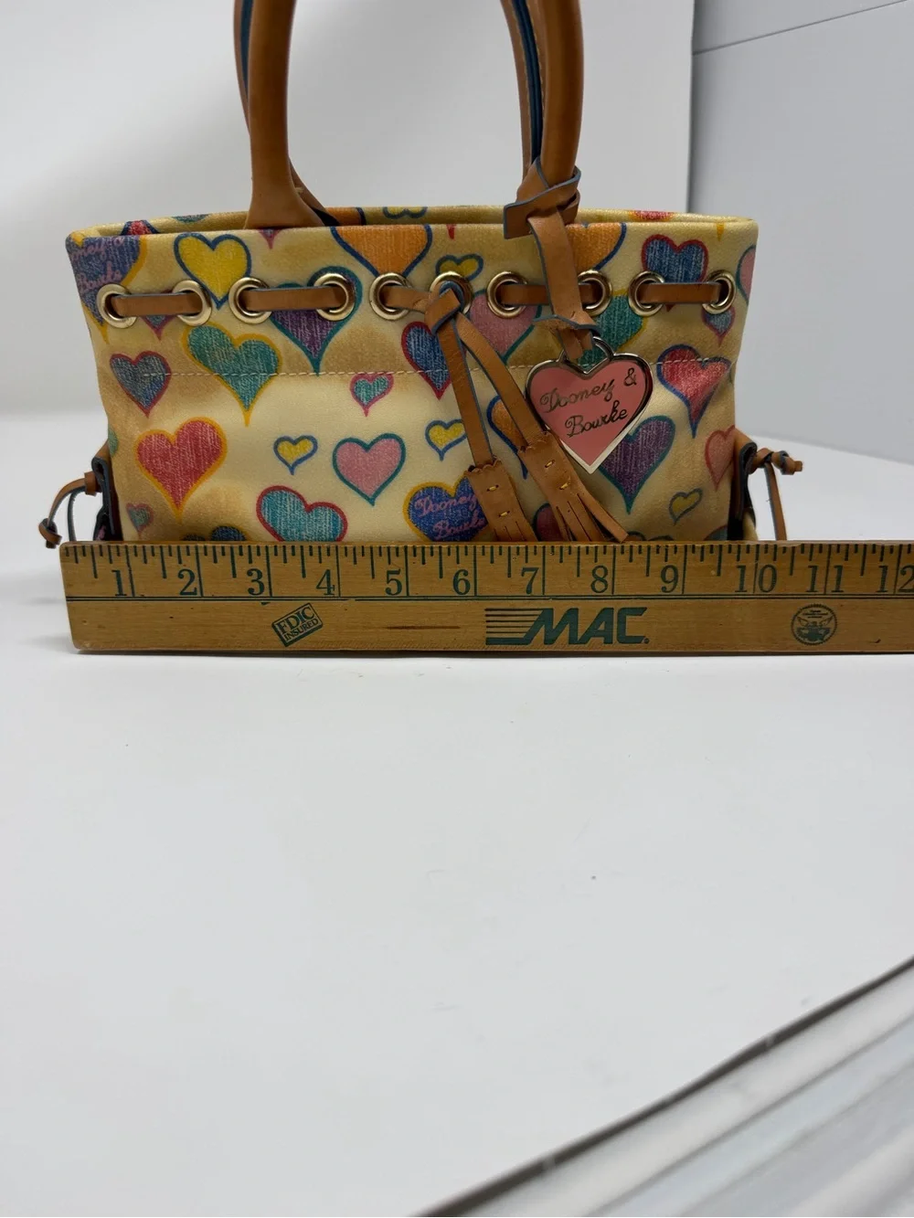 Dooney & Bourke Y2K Sweetheart Crayon Satchel With Charm Leather Strap Accents